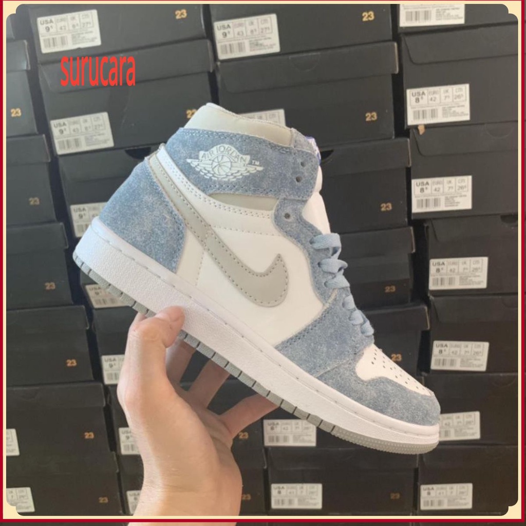 (surucara-)Giày Jordan 1 cao cổ Hyper Royal xanh nỉ, Giày JD1 xanh nỉ cổ cao siêu hot 2021 Full Box Bill