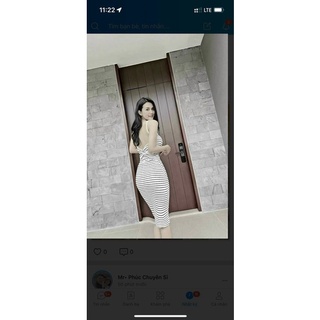 ĐẦM BODY 2 DÂY KẺ CÓ MÚT NGỰC