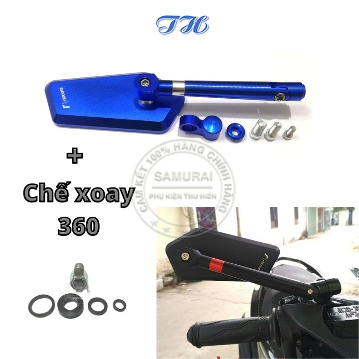 Kính xe máy thời trang mini, gương chiếu hậu Rizoma xéo kèm chế xoay 360 gắn cho xe AB, SH, SH Mode, Wave,… ( Giá 1cái )