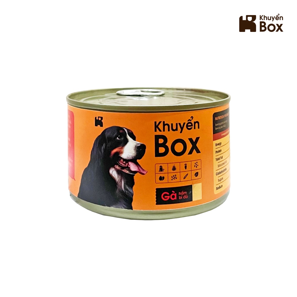 LON ĐỒ ĂN 400GR - Gà Hầm Bí Đỏ - KHUYỂN PET FOOD - Thức ăn tươi cao cấp thay thế hạt và pate cho chó