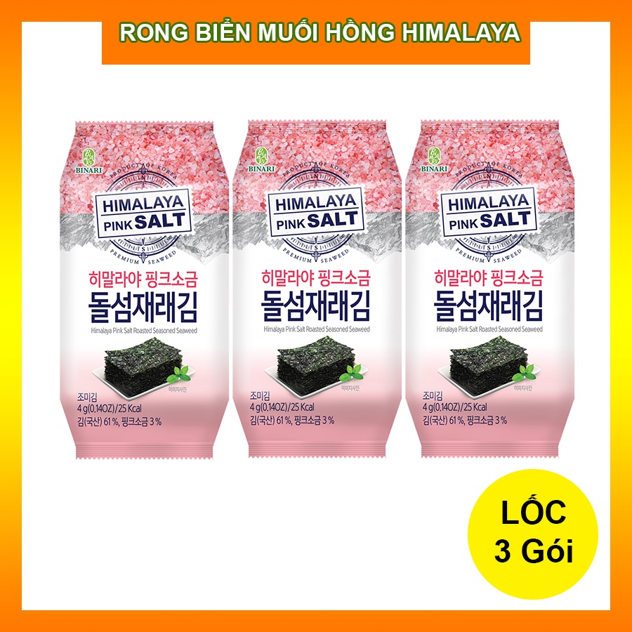 Rong Biển Ăn Liền Muối Hồng Himalaya Lốc 3 gói * 4g