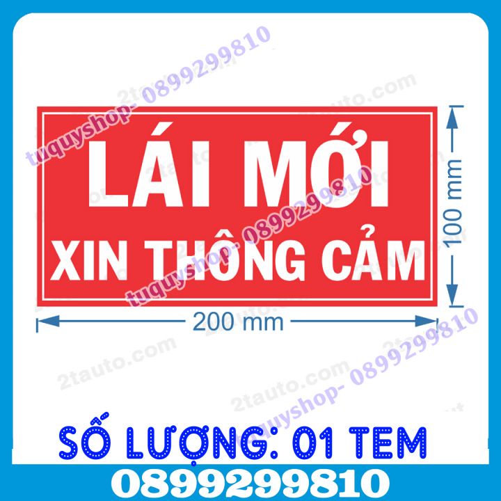 01 TEM DÁN XE CHỮ LÁI MỚI XIN THÔNG CẢM DÙNG CHO TÀI XẾ MỚI LÁI XE, TÀI NON-NỀN ĐỎ MẪU MỚI NHẤT-laimoixinthongcam-maumoi