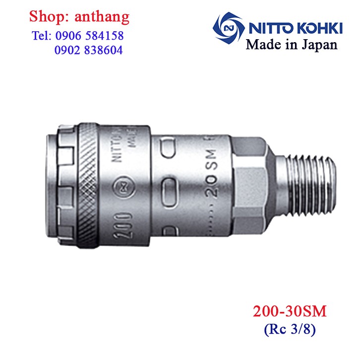 Khớp nối nhanh khí nén kiểu tự động SM (đầu cái) bằng thép mạ - Nitto (Nhật bản)