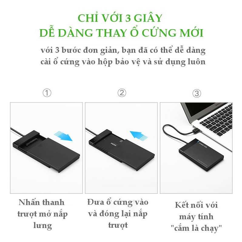 Hộp đựng ổ cứng 2.5 inch SSD, HDD hỗ trợ 6TB,chuẩn SATA UGREEN US221 vỏ nhựa ABS | BigBuy360 - bigbuy360.vn