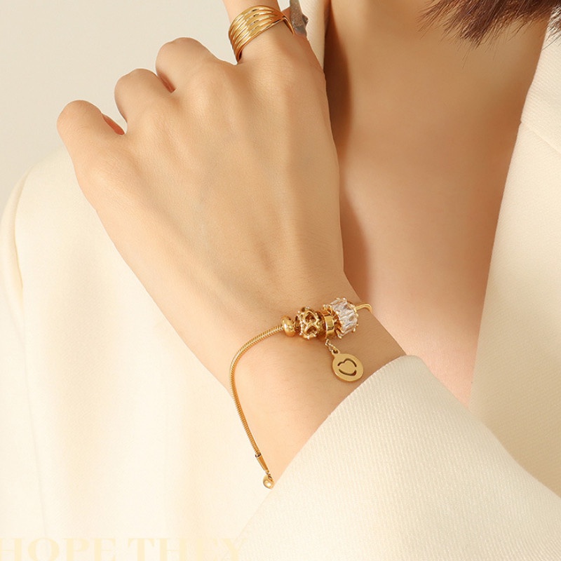 Lắc Tay Dây Rút Mặt Đá Nhân Tạo Titan Ko Đen TT 4241