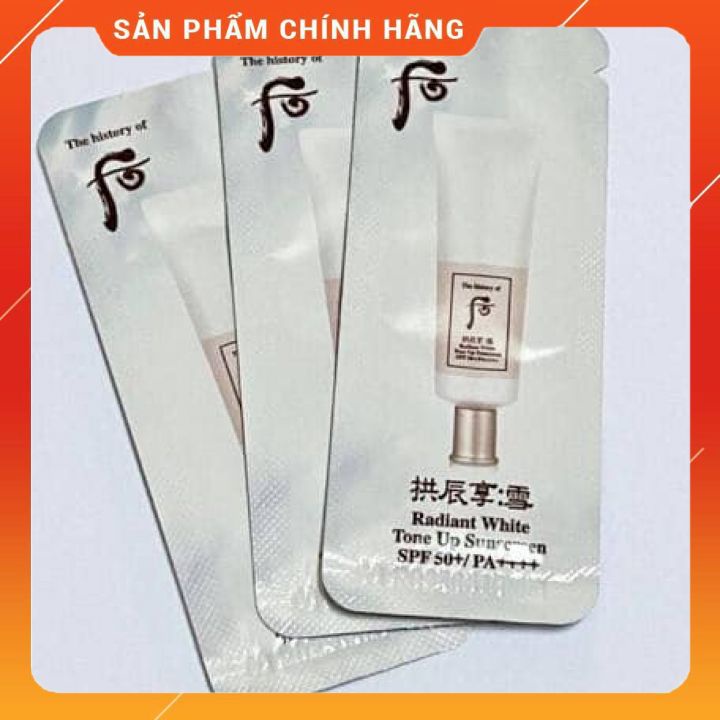 Gói kem chống nắng dưỡng trắng whoo Radiant White Tone Up Sunscreen 1ml_YEON LUXURY COSMETICS