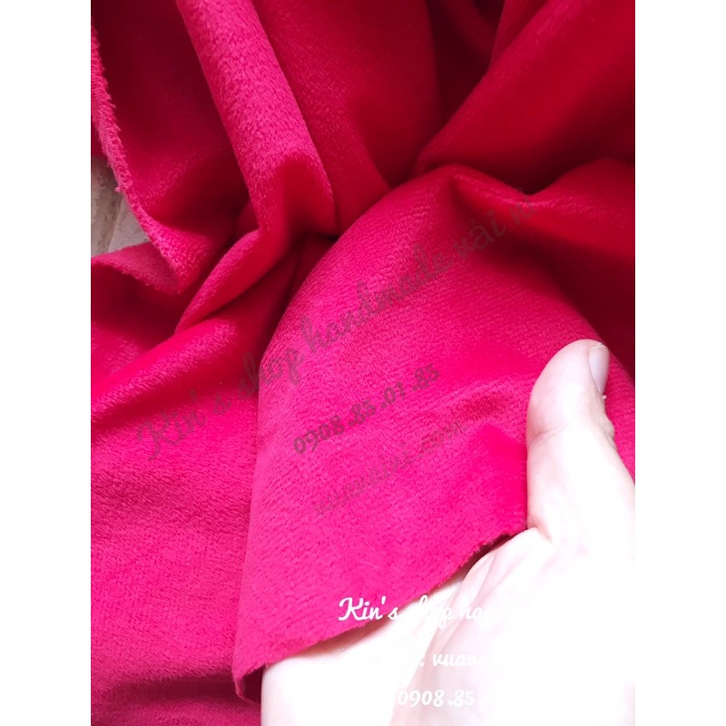 [Màu Đỏ] Vải lông nhung cao cấp mềm mịn, chuyên dùng may doll, gối handmade, thú bông, cột tóc vải scrunchies