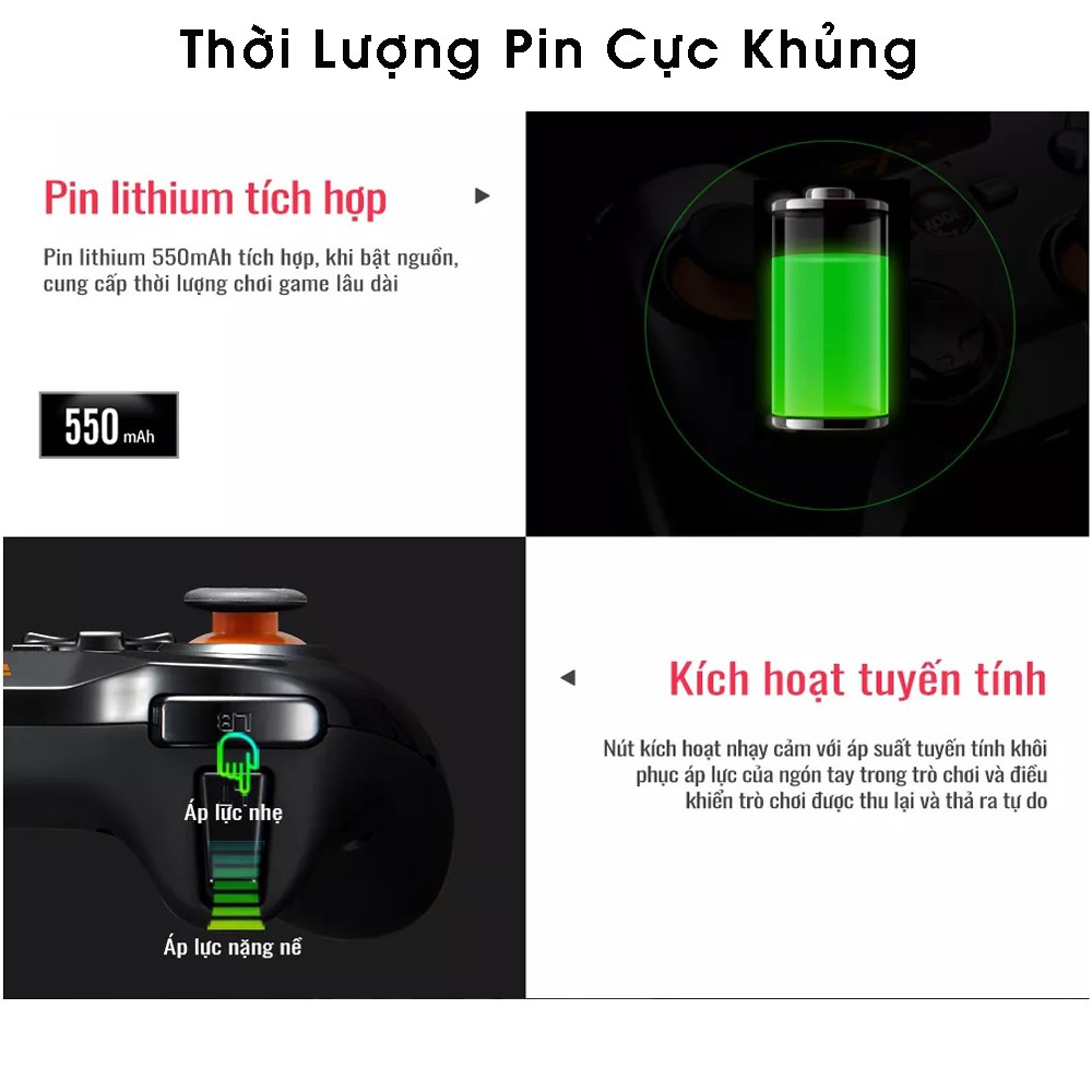 Tay Cầm Chơi Game Không Dây PXN 9613 Có Rung, Hỗ Trợ PC Và Điện Thoại Android (Có Usb