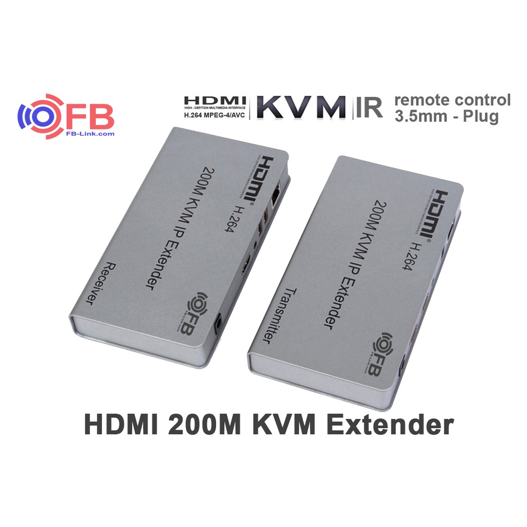 Bộ Nối Dài HDMI Bằng Dây LAN 200M hỗ trợ điều khiển - Chuẩn 4K Chính hãng FB-Link