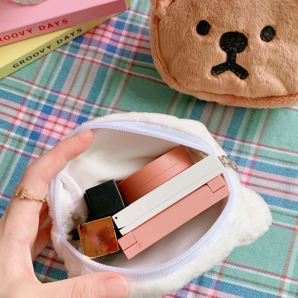 Ví đựng tai nghe / tiền xu nhỏ nhắn bằng vải có khóa kéo hình gấu hoạt hình nhiều màu dễ thương