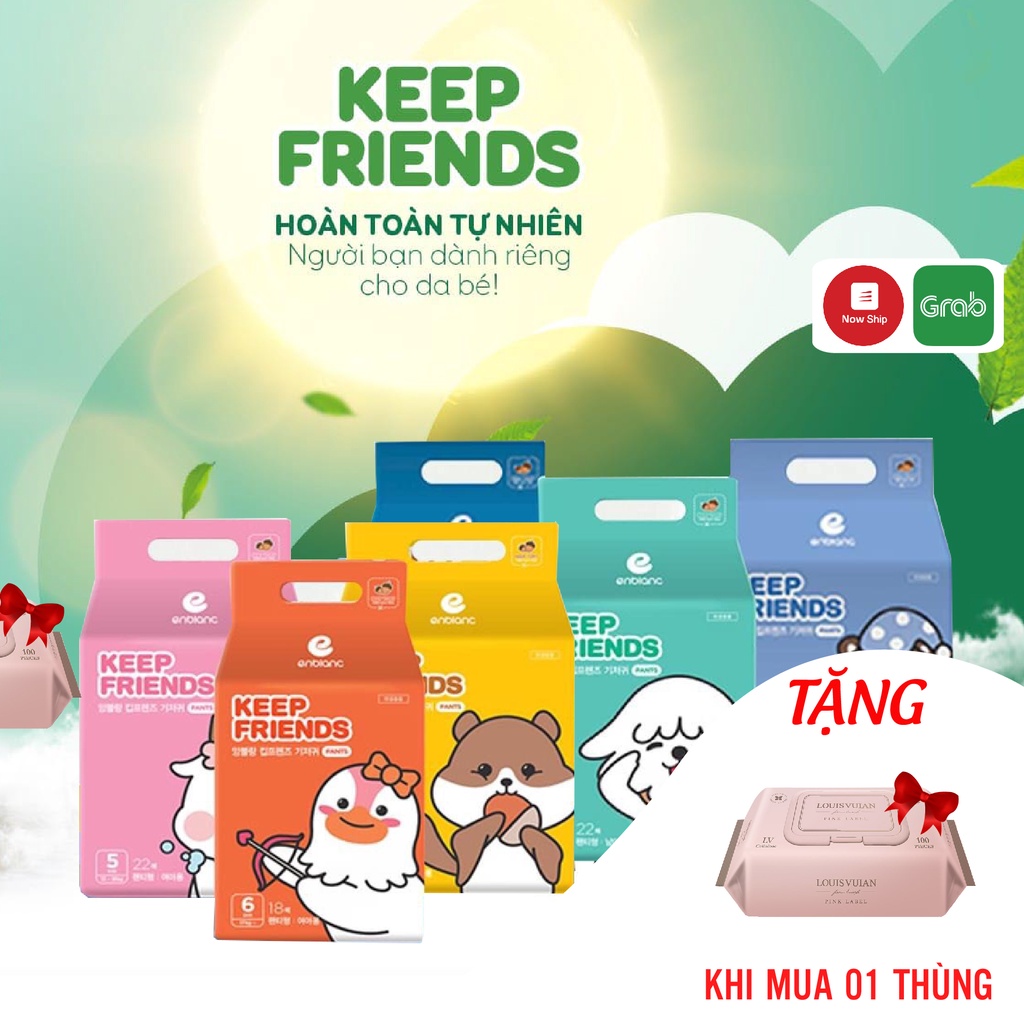 [Combo 04 bịch] Bỉm tã quần Enblanc Keep Friends Hàn Quốc size L26/XL22/XXL18