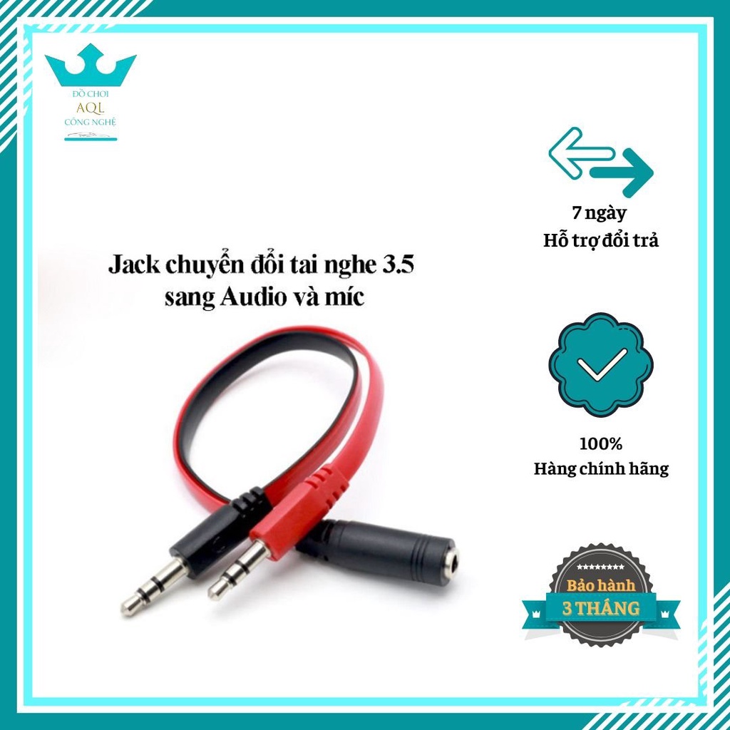 Jack Chuyển Đổi Tai Nghe 3.5mm Sang Audio Và Mic , Có Thể Dùng Với Các Thiết Bị Như Máy Tính Bàn, Laptop, Loa