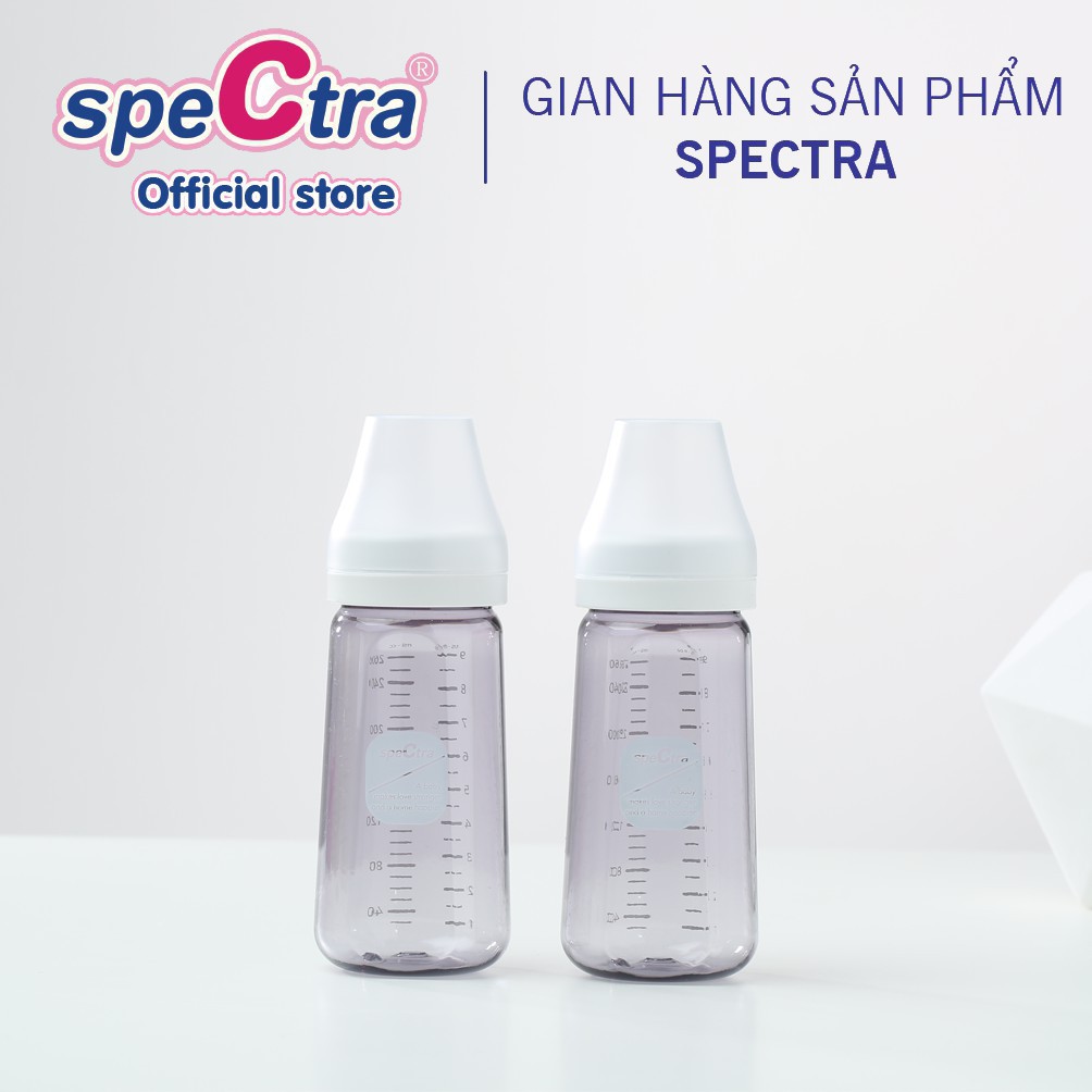 Bình sữa PPSU cổ rộng Spectra 260ml kèm núm ti size M/L/XL (Xanh đậm/ Vàng)