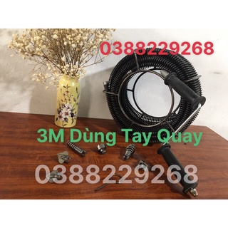 Dây thông tắc 3m dây + 6 đầu thông + 1 tay quay ,dây thông cống , dây lò xo, dụng cụ thông tắc....