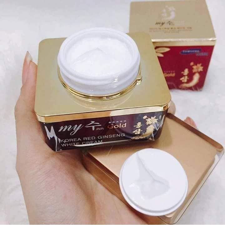 Kem Dưỡng Trắng Da Ngày Và Đêm Hồng Sâm Đỏ My Gold Korea Red Ginseng Aqua Wrinkle & Whitening Cream