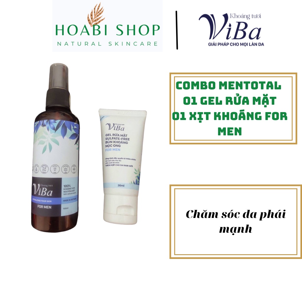 Combo Mentotal Xịt khoáng và Gel rửa mặt VIBA chăm sóc da dành cho NAM giới HOABI SHOP