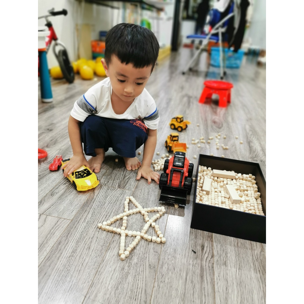 Shop Bố Ken Hạt gỗ đa chức năng - Xúc/ Đếm số/ Xếp hình [Hàng Cao Cấp - Sản xuất tại Việt Nam]