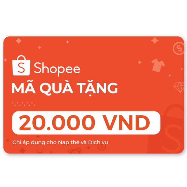 Toàn quốc [E-Voucher] Mã Quà Tặng Shopee Trị Giá 20.000đ (áp dụng Nạp Thẻ và Dịch Vụ)