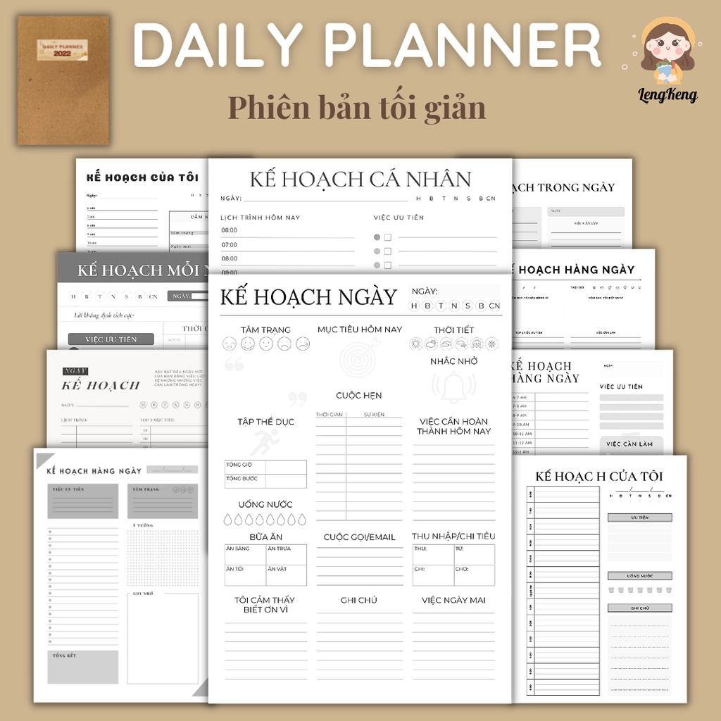 Sổ Tay Kế Hoạch Mục tiêu Nhật Ký Hàng Ngày Daily Planner A5, Gồm 60 Trang, Bìa Mềm