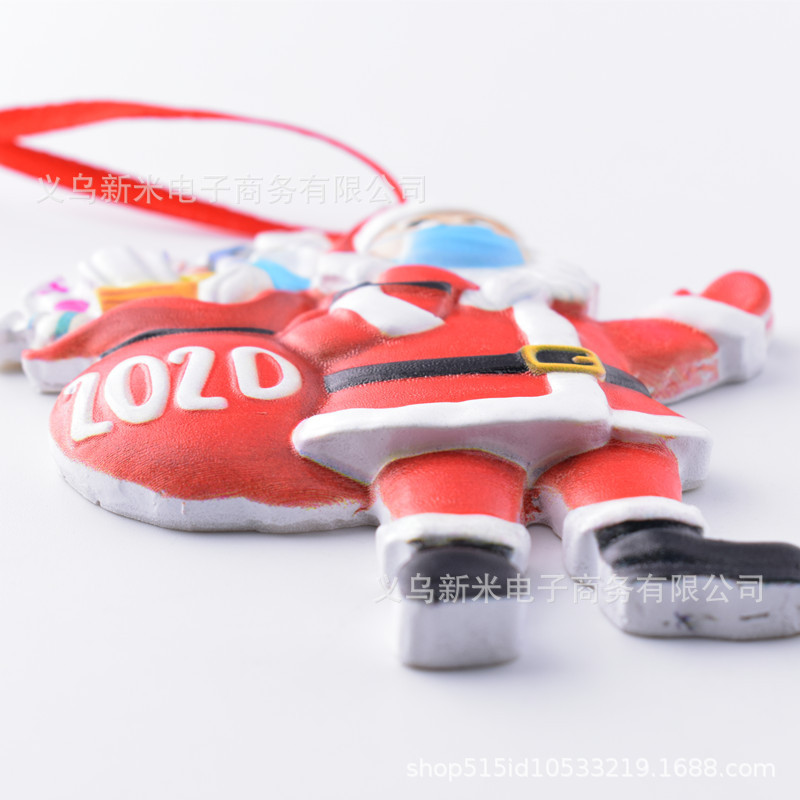 Santa Hanging Pendant New Christmas Products Resin Red Christmas Face Mask Snowman Gift Holiday Decoration