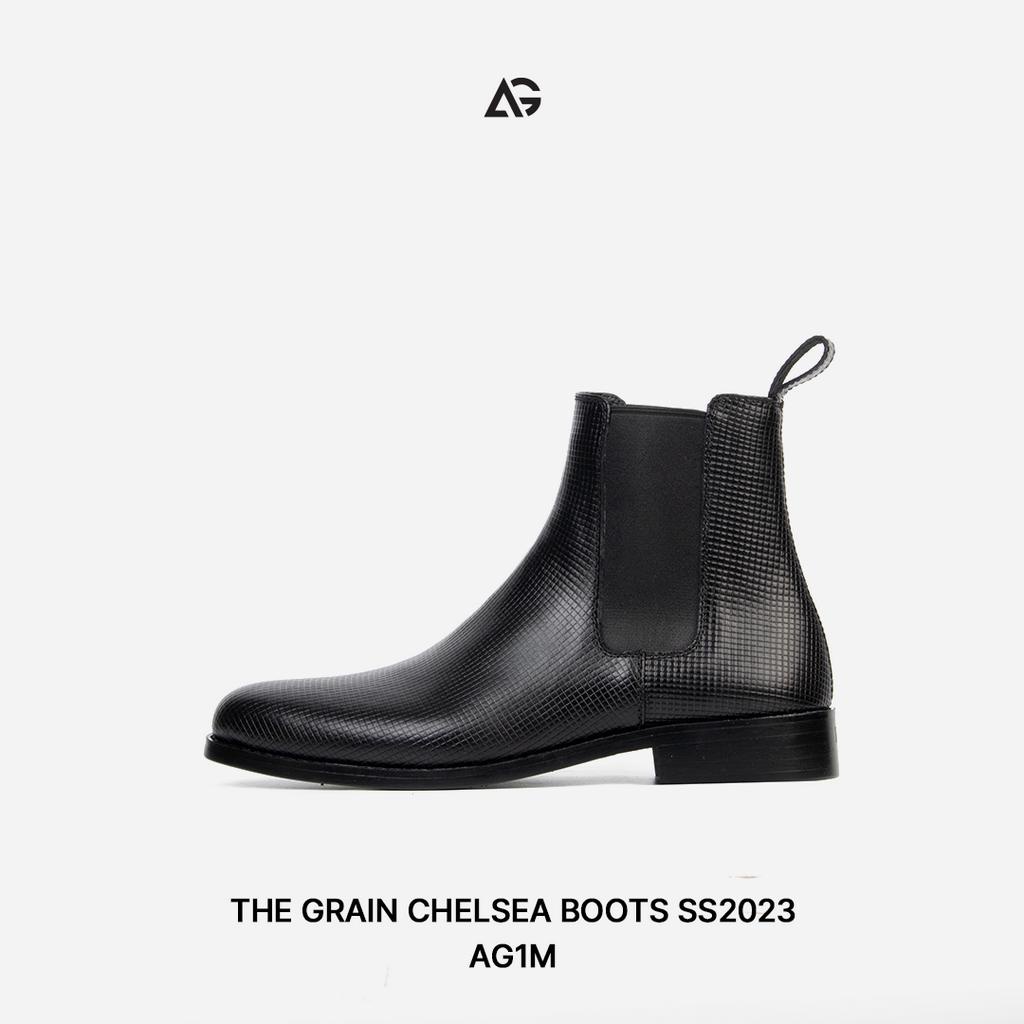 Giày Chelsea boots nam da vân giày da cao cấp da bò nhập khẩu handmade August shoes AG1M chính hãng bảo hành 12 tháng