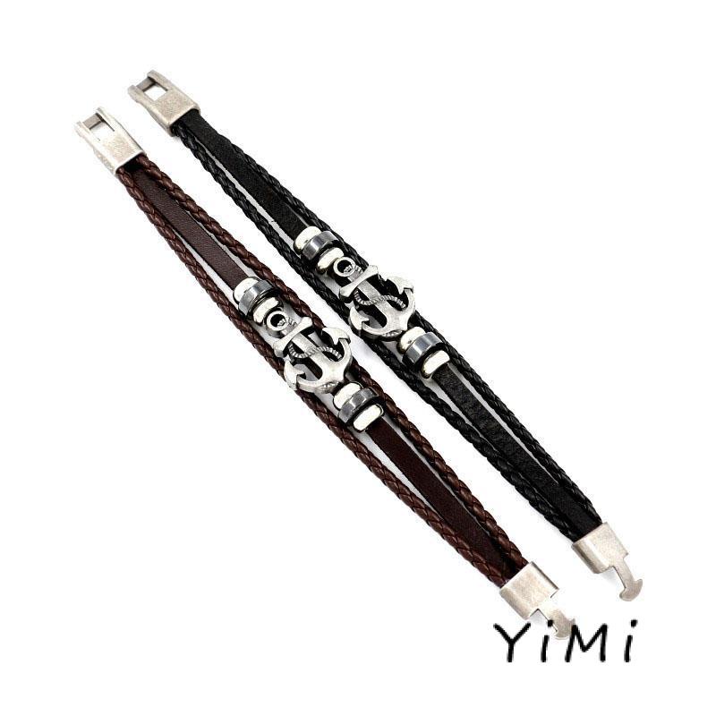 【Yimi.Vn】Vòng Đeo Tay Bằng Da Mặt Hình Mỏ Neo Tàu Thuyền Phổ Biến Bán Chạy Ở Nước Ngoài