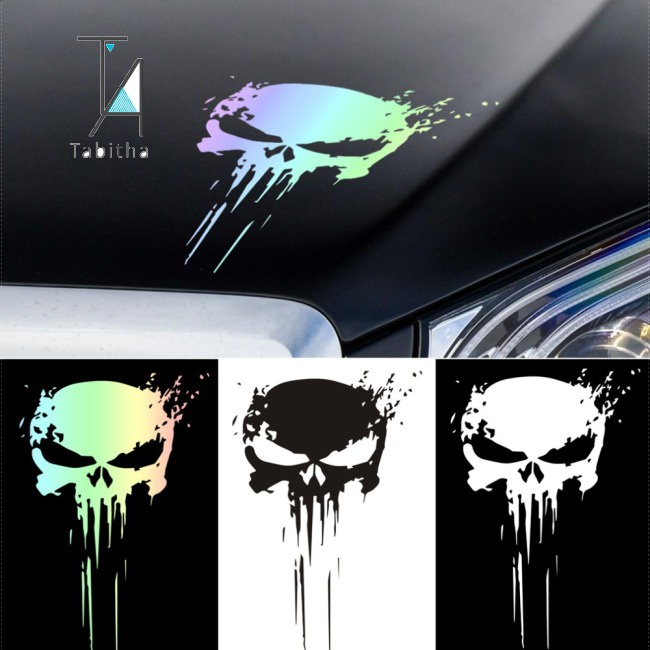 Miếng Dán Trang Trí Xe Hơi Họa Tiết Đầu Lâu Phản Quang Chống Thấm Nước Thời Trang