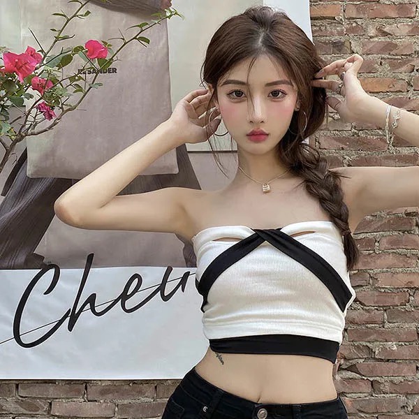 Xả Kho : Áo Crop-top láo lót áo len không dây siêu sexy siêu quyến rũ chất len móc mềm mại A007 hot