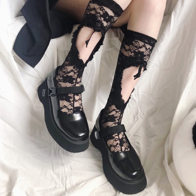 Xixi Đôi Vớ Lưới Phối Ren Đính Nơ Phong Cách Lolita Thời Trang Cho Nữ