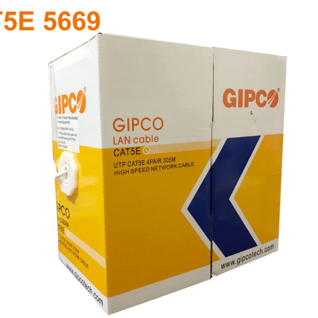 🔜 Thùng dây cáp mạng GIPCO - UTP CAT5E - 5669 (305m trắng) ☑ 💯 Chính Hãng