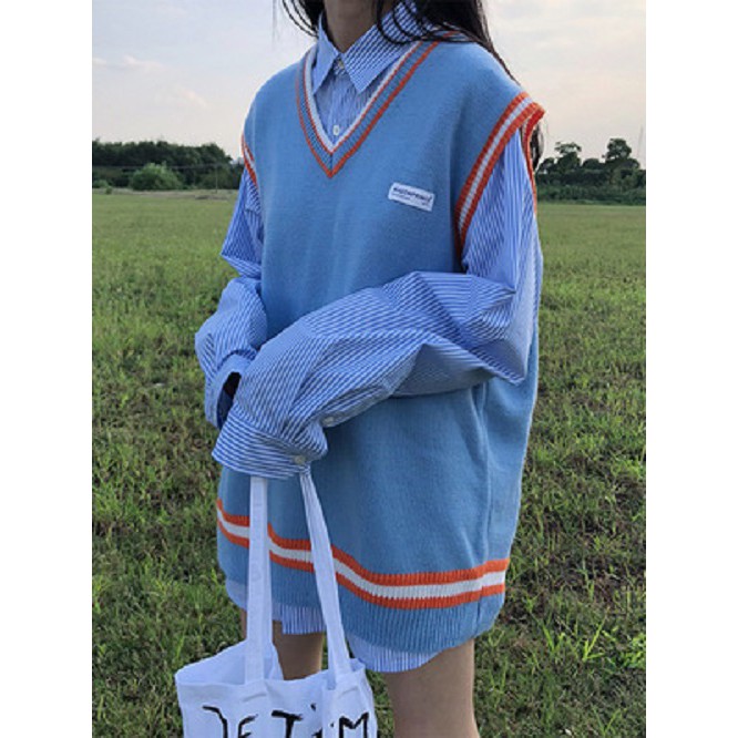 Áo len gile trơn dáng rộng - 011