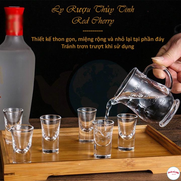 Bộ 6 Ly Rượu Thủy Tinh Đế Dày RED CHERRY Thể Tích 350ml Cao Cấp Và Hiện Đại br 00378