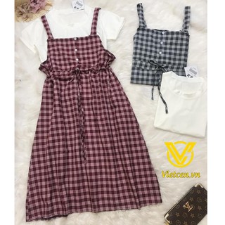 Set váy yếm kẻ caro < Siêu Hot 2019 >