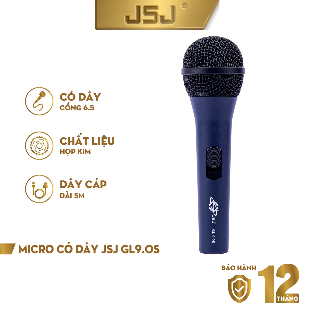 Micro karaoke có dây JSJ GL 9.0S với thiết kế lưới tản nhiệt cổ điển giảm tạp âm chống nhiễu thân kim loại được phủ nhám