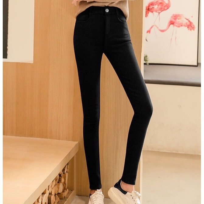 Quần Legging Giả Jeans Lót Lông/Không Lót Lông Cạp Cao Ôm Dáng Dày Dặn Co Giãn Tốt | WebRaoVat - webraovat.net.vn