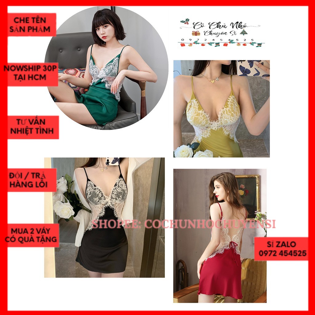 [LL 542] - ĐẦM NGỦ SEXY SATIN LỤA - Váy ngủ mút ngực rời - cô chủ nhỏ chuyên sỉ