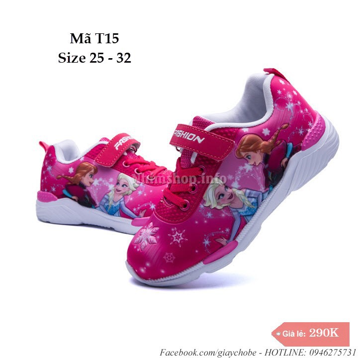 Giày Elsa &amp; Anna bé gái 3 - 7 tuổi kiểu thể thao cá tính T15