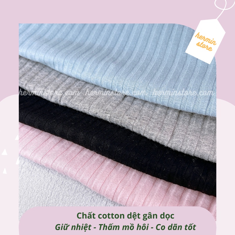 Áo dài tay cho bé gái - Áo giữ nhiệt cho bé chất cotton gân 100% mềm mịn và thấm hút mồ hôi