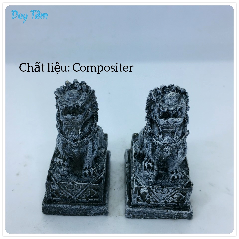 Tiểu cảnh mini để bàn, hồ cá, bán cạn, bể cá thủy sinh, non bộ, bonsai, bàn làm viêc. TC005- Mô hình cặp sư tử đá.