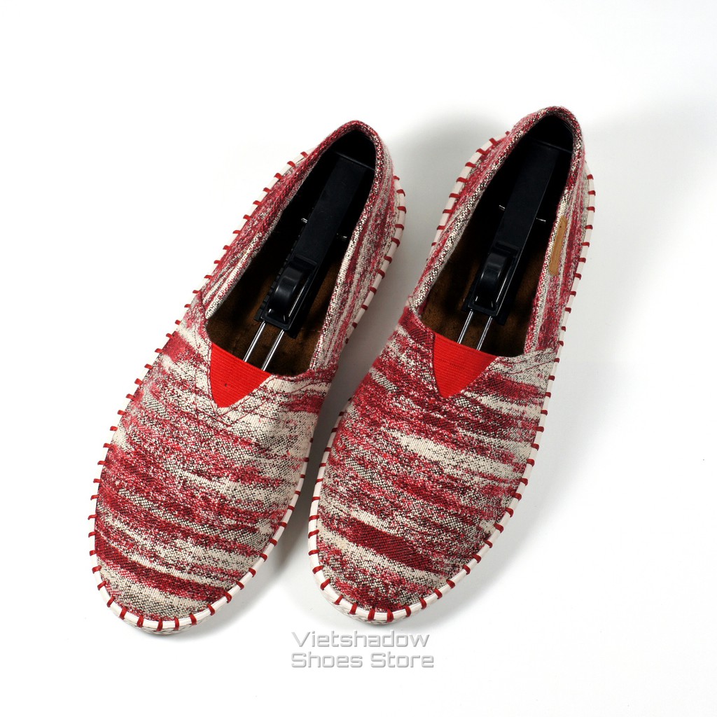 Slip on nam | Giày lười vải đế khâu, họa tiết vân mây đỏ - Mã SP: ZR-v.đ | BigBuy360 - bigbuy360.vn