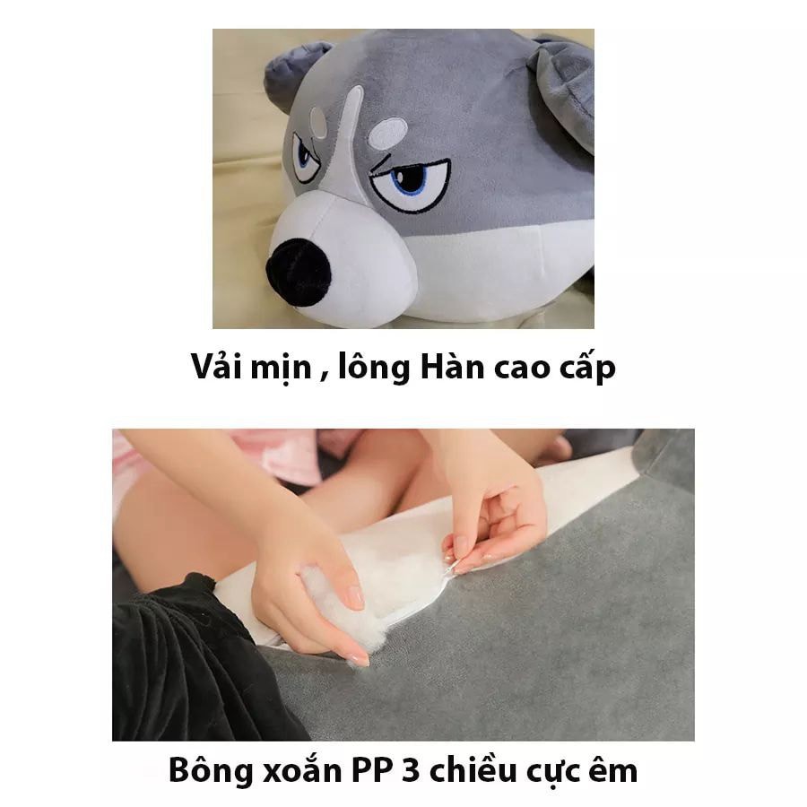 [HOT HOT HOT] Gấu Bông Chó, Mèo Husky 100% Bông Gòn Cao Cấp Co Dãn 4 Chiều