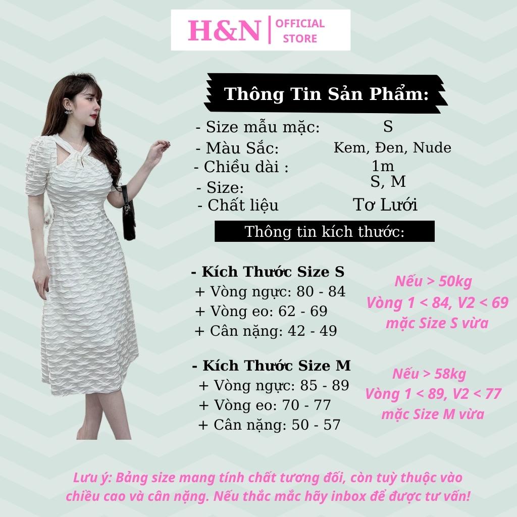 Váy nữ thiết kế cổ chéo đầm dự tiệc tay bồng trẻ trung xinh đẹp HN Clothing V51