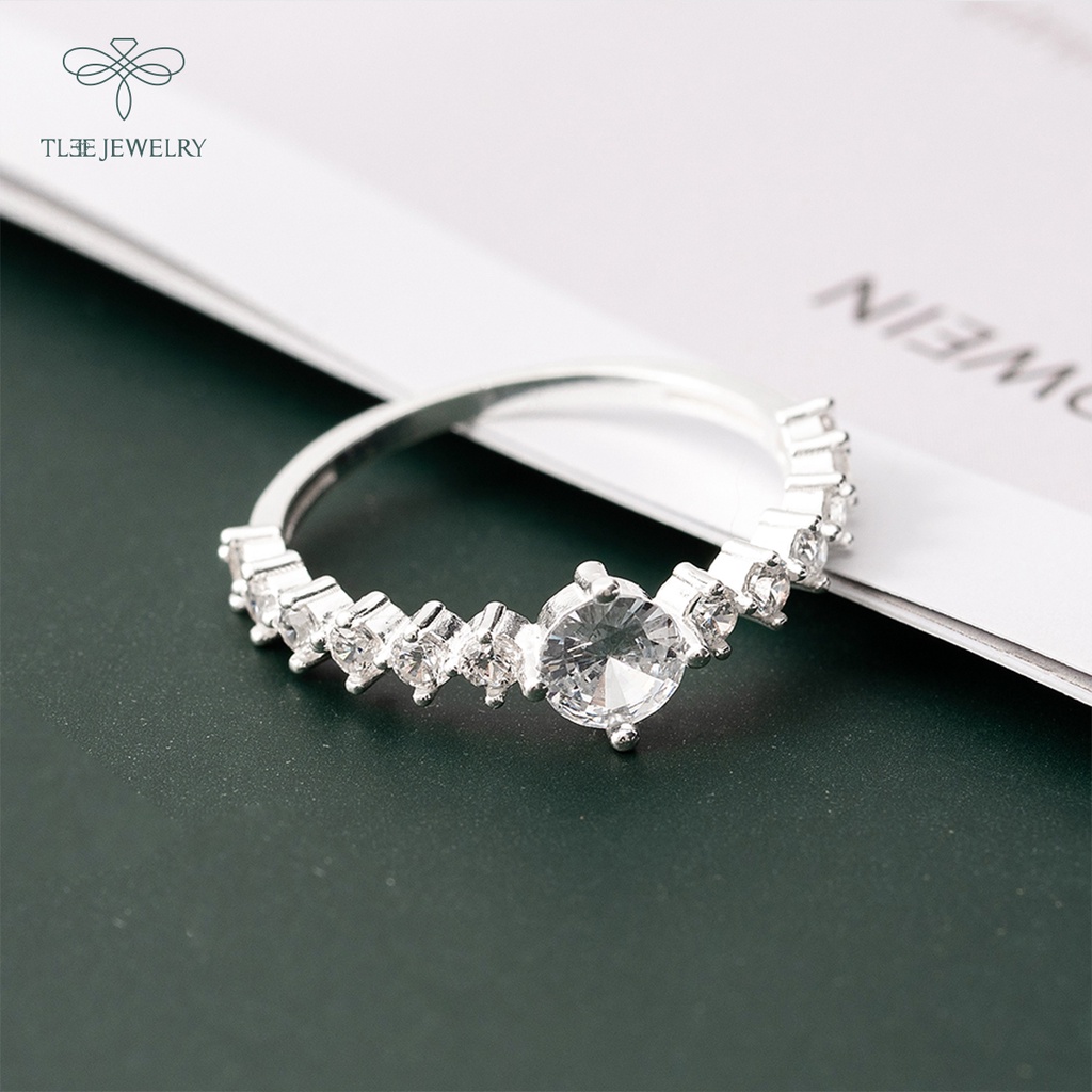Nhẫn bạc nữ TLEE nạm đá nhỏ lấp lánh nữ tính NCJ A0179