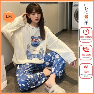 [mã lamo123 giảm 10% tối đa 20k đơn 150k]đồ bộ nữ đồ mặc nhà quần dài LAMODE, đồ ngủ nữ dài tay dễ thương