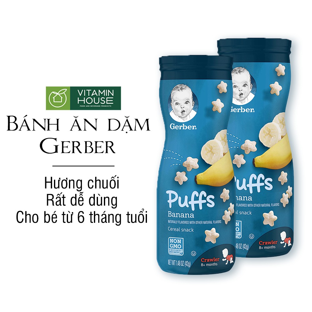 Bánh ăn dặm Gerber đủ vị date 2020 mẫu mới 5.0 ( chuối, táo, việt quất )