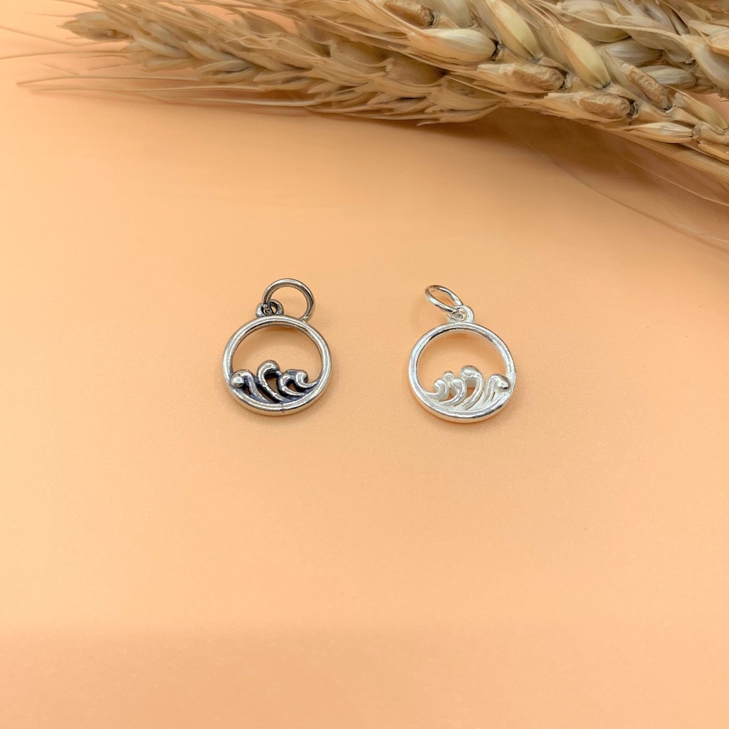 Charm treo tròn hình sóng biển trong khung tròn - Charm Bạc 925 - Mã CA520 CB720