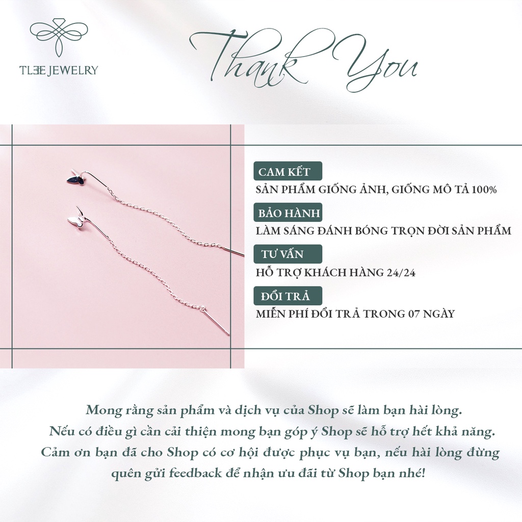 Khuyên tai bạc nữ TLEE hồ điệp tua dài nữ tính Bạc 925 cao cấp NCJ B0168