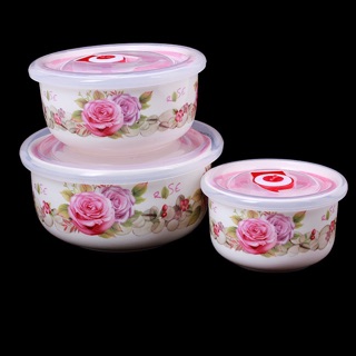Bộ 3 bát sứ nắp hút chân không