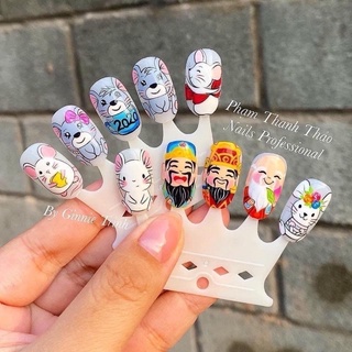 Set 10 vỉ Móng mẫu vương miện tập sơn , trưng bày mẫu