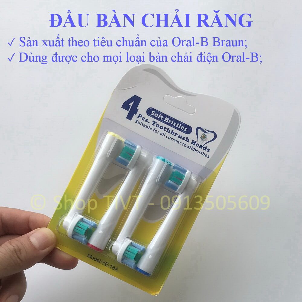 Vỉ 4 bàn chải răng tiêu chuẩn lắp cho máy Oral-B, đầu bàn chải điện YE bộ 4 cái-Shop TIVT